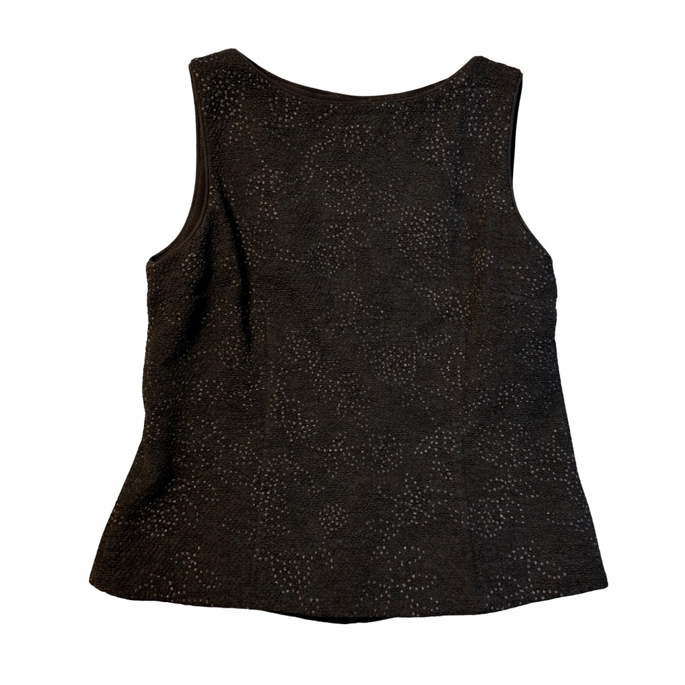 David Warren New York Textured Black Sleeveless Button Back Top L | Made in USA